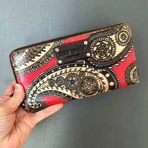Kate Spade Red and Brown Paisley Wallet